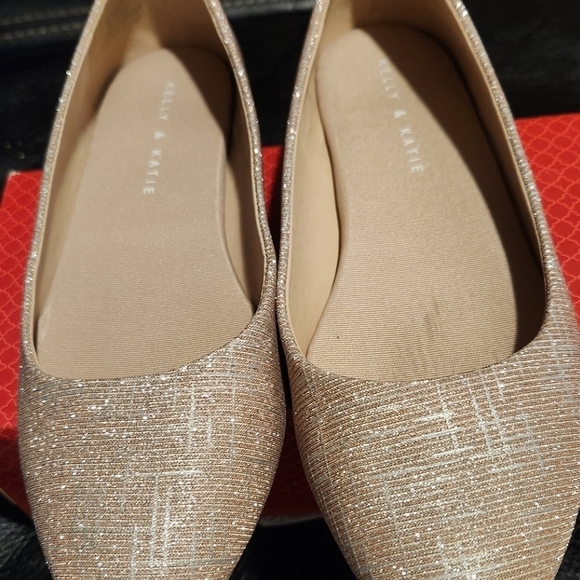 Kelly & Katie Shoes - Kelly & Katie Champagne Star Glittery Flat